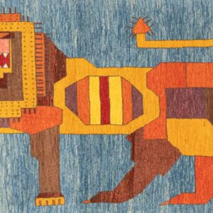 Lion on Light Blue Carpet
