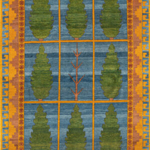 9 Cypress Trees Carpet – Blue and Yellow