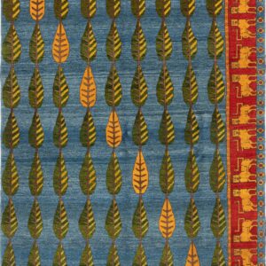 9 Rows of 9 Cypress Trees on Blue Background