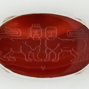Two Lions Engraving - Red