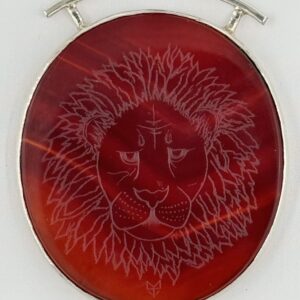 Lion Engraving - Red
