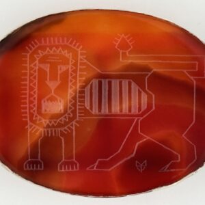 Lion Engraving - Red Orange